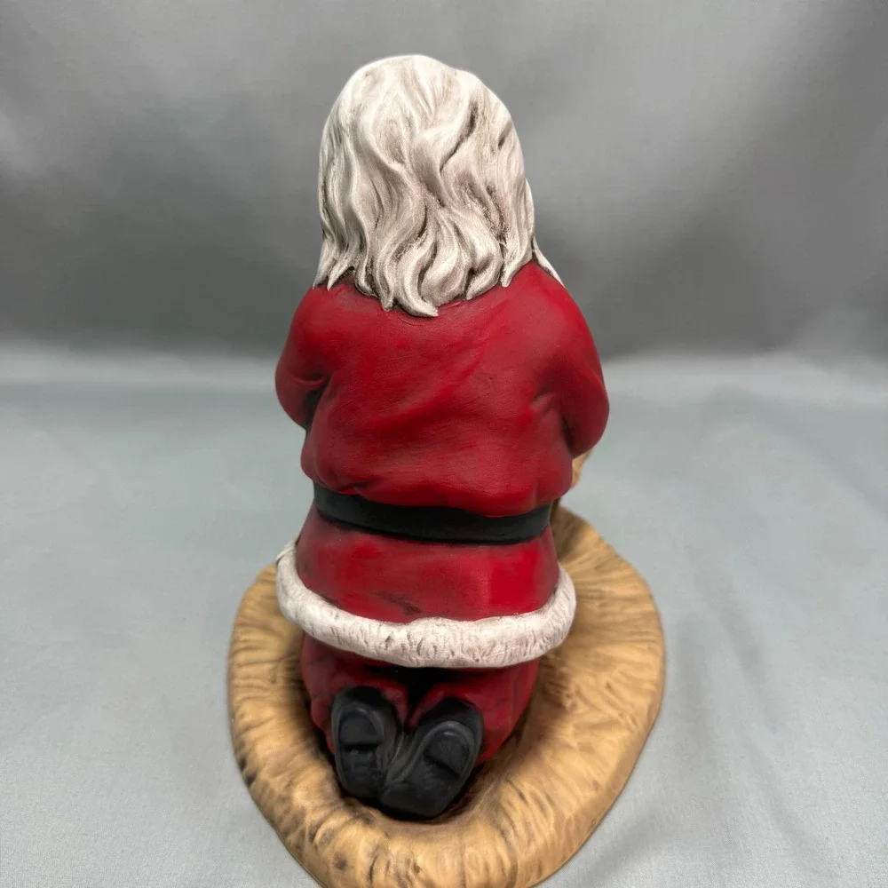 Vintage Kneeling Santa Baby Jesus Nativity Figurine Red Ceramic Religious 8